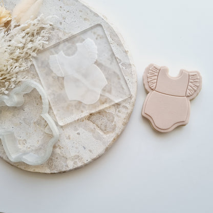 Baby Girl Frilly Onesie Raised Cookie Stamp/Fondant Debosser & Cutter