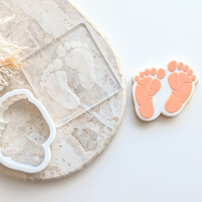 footprints kids baby feet cookie stamp cookie cutter fondant stampandimpress baby shower