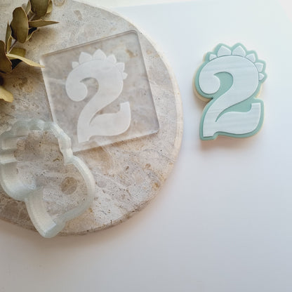 Dinosaur Number 2 Raised Cookie Stamp/Fondant Debosser & Cutter