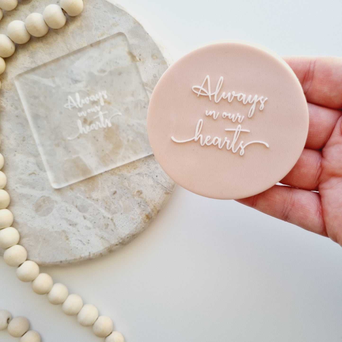 Always in our Hearts Raised Cookie Stamp/Fondant Debosser