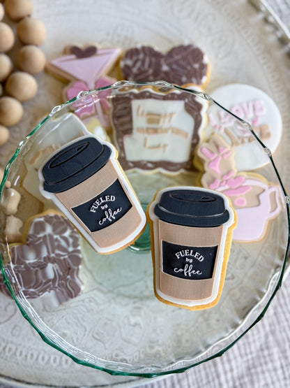 Takeaway Coffee Cup - Fuelled by Coffee Raised Cookie Stamp/Fondant Debosser & Cutter