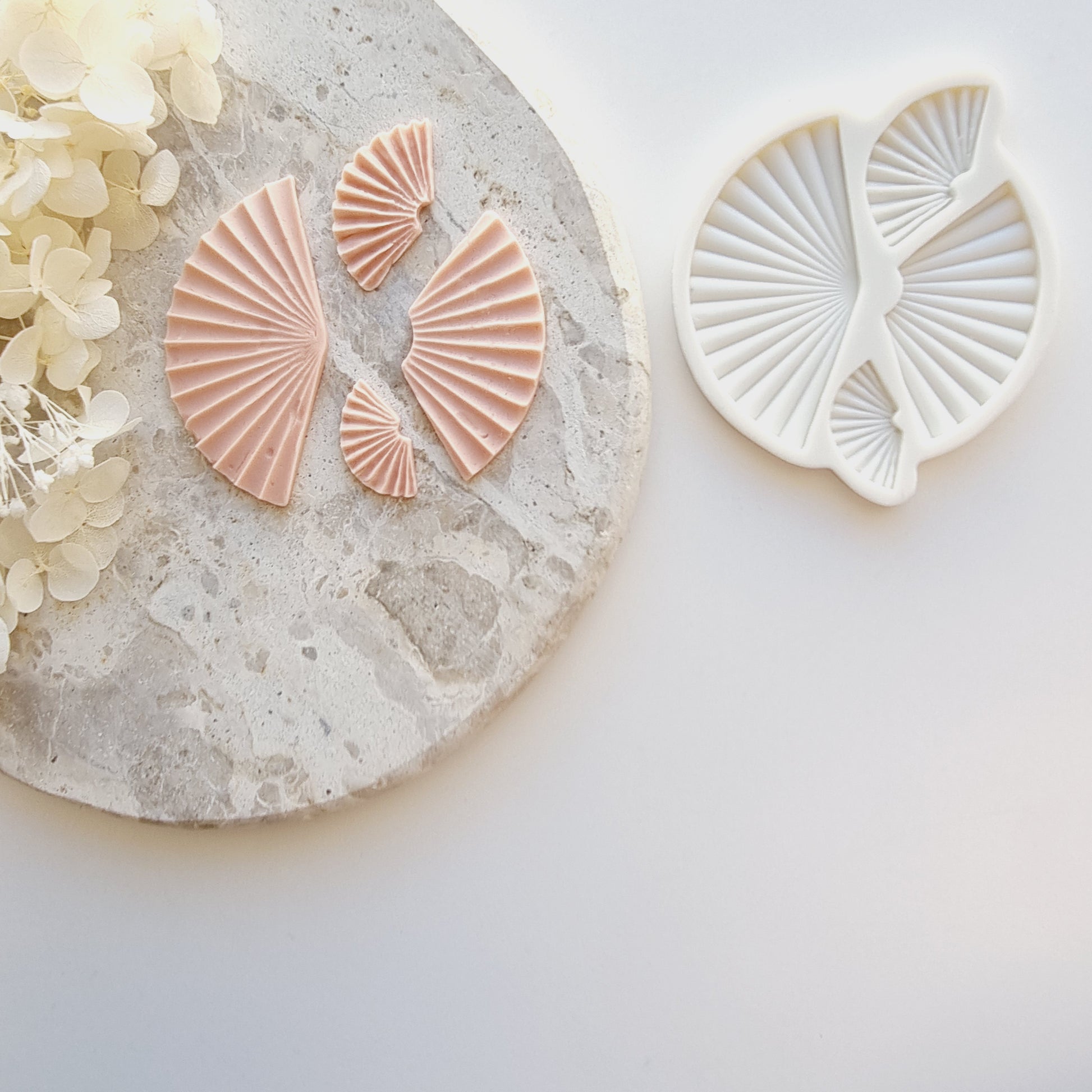 fan silicone mould mold fondant decoration stampandimpress