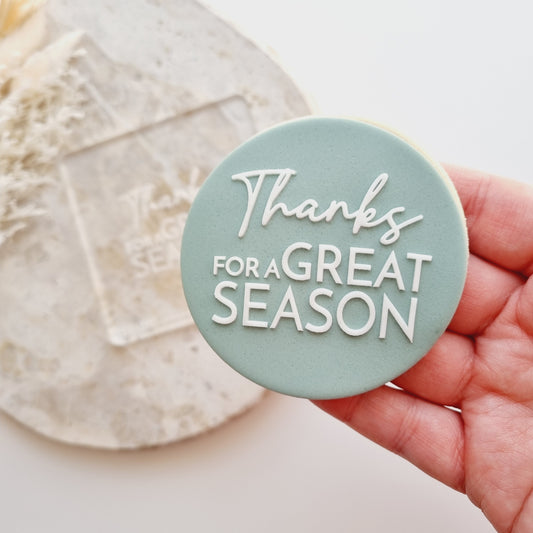Thanks for a Great Season Raised Cookie Stamp/Fondant Debosser