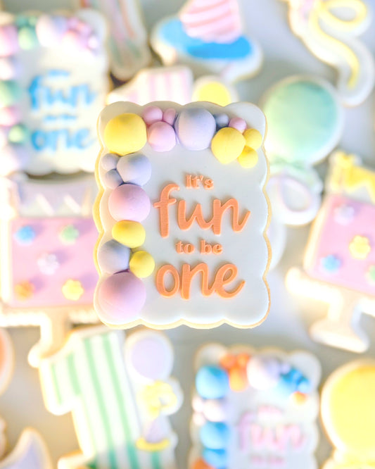 it's fun to be one cookie stamp cookie cutter balloon stampandimpress