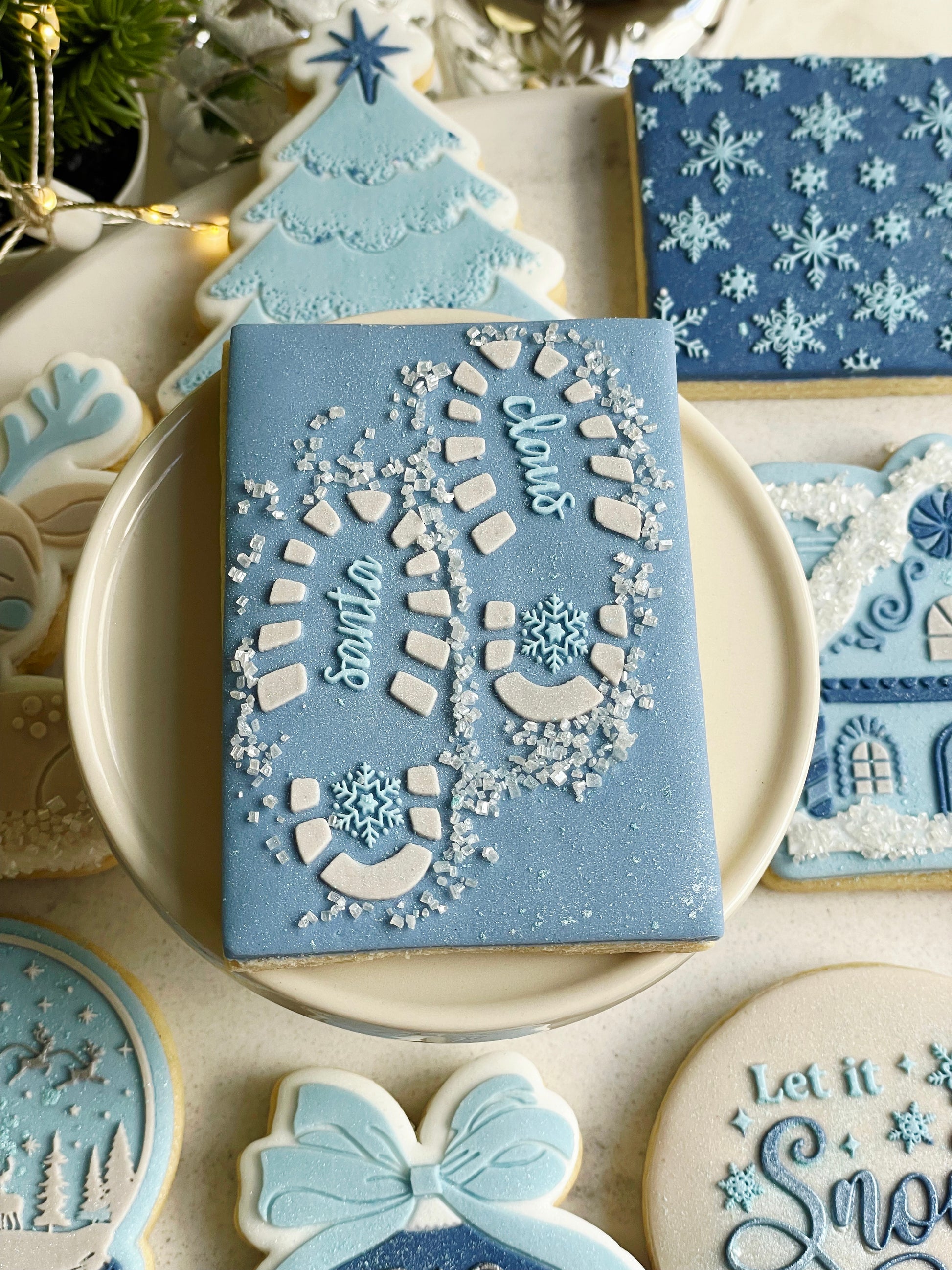 fondant cookies cookie cutter cookie stamp christmas stampandimpress christmas tree santa footprints snow