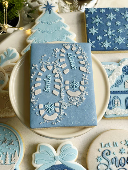 fondant cookies cookie cutter cookie stamp christmas stampandimpress christmas tree santa footprints snow
