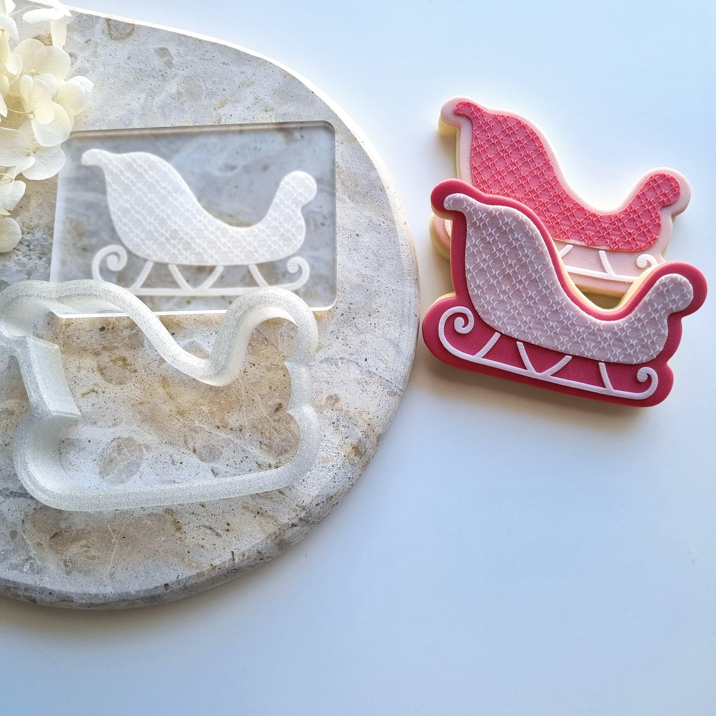 santa sleigh sled christmas cookie stamp cookie cutter stampandimpress