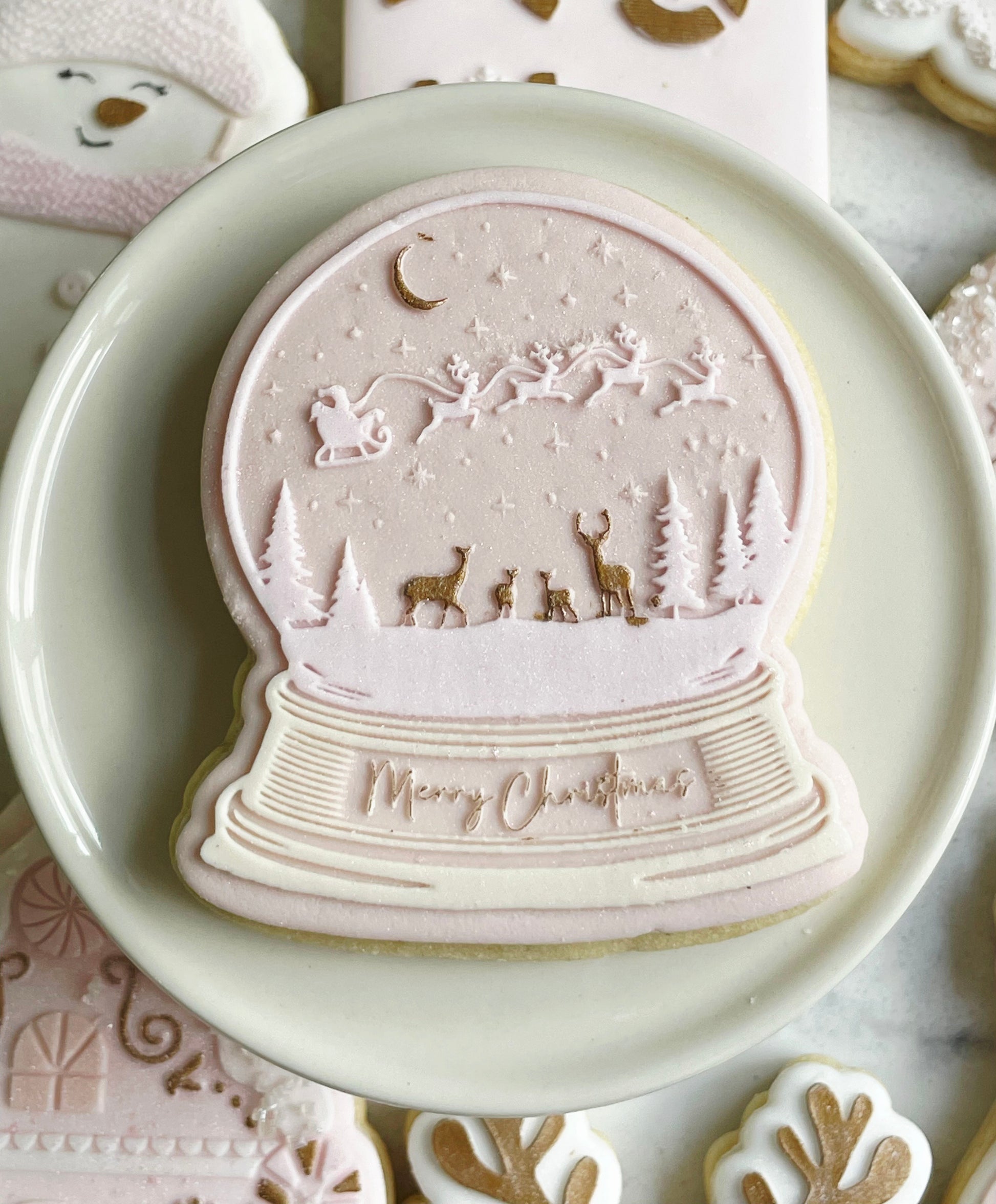 cookie stamps cookie cutters fondant cookies stampandimpress christmas snowglobe