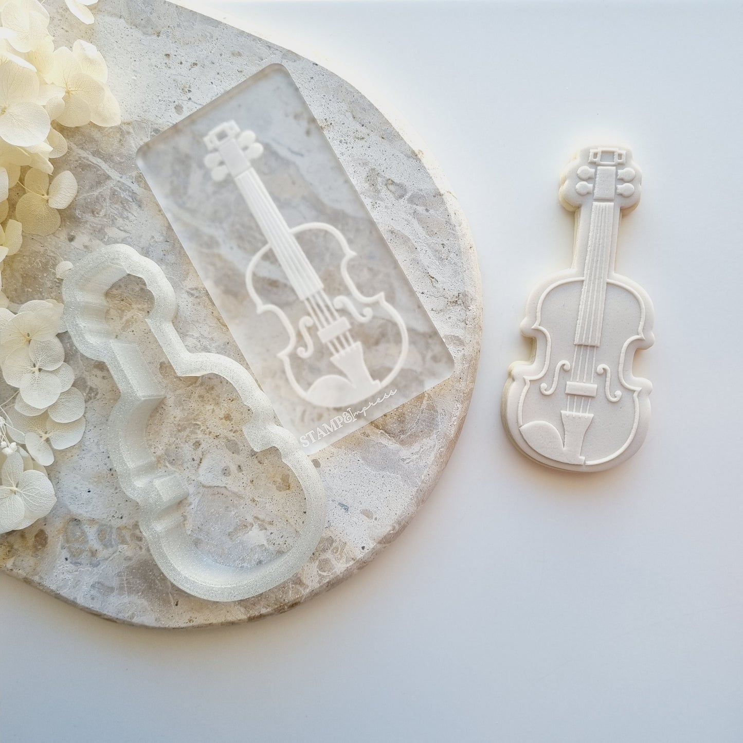 violin music cookie stamp cookie cutter stampandimpress